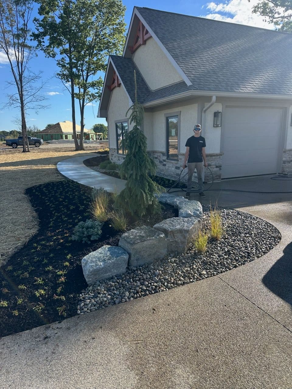 Custom Landscape Boulder Placement in Troy, Ohio image